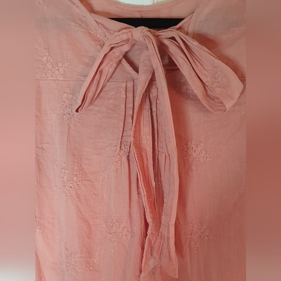 RO&DE Floral Embroidered Top Bow Tie Pink Womens Size XS Feminine Coquette Girly - Picture 4 of 9